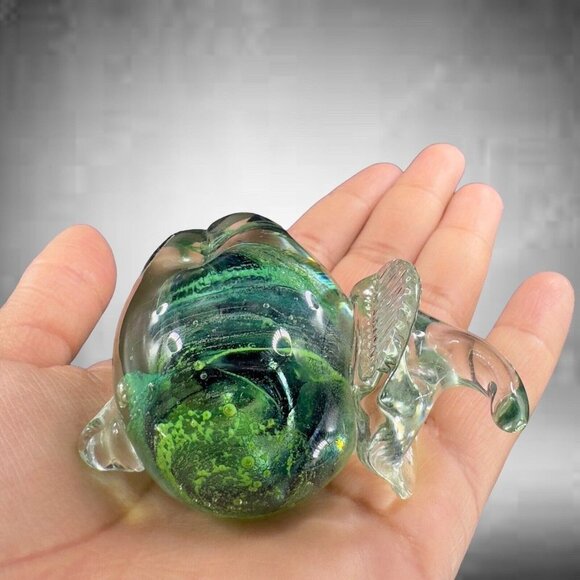 Kerry Glass Elephant Figurine Paperweight Clear Green Swirls Ireland Glass - Picture 11 of 16